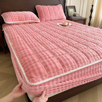 Housse de lit en velours de lait chaud et moelleux pour l'hiver, couvre-lit, couvre-lit, drap-housse, protège-matelas, taille king