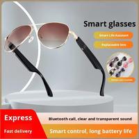 Lunettes Intelligentes de Mode Aviateur BT 5.4 IPX5 Étanches Lunettes de Soleil Sans Fil Assistant Intelligent Appel Musique Lunettes Intelligentes Portables