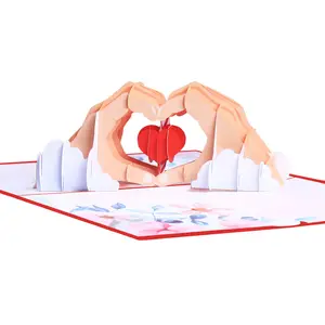 Cartes pop-up 3d coeur, carte de vœux en papier, cartes pop-up 3d pour la fête des mères, saint-valentin, prix de gros