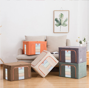 Stackable Oxford Cloth Steel Frame Storage Box Foldable Clothes Storage Bins Organizer With Front Opening For Sweaters Blankets