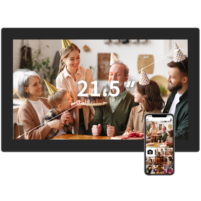 21.5 Inch Wifi Cloud Picture Frame 1920*1080 Ips Touch Screen Digital Photo Frame With 32gb Memory Type C Port Frameo System