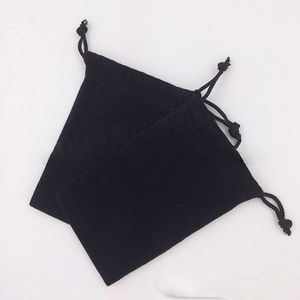 Bolsa de Regalo Pequeña Negra con Cordón, Bolsa de Franela de Algodón, Bolsillo para Paquetes, Impresión de Logotipo Personalizable - Product Image 5