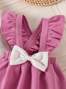 ชุดเดรสผ้าโพกศีรษะแขนยาวแบบวาฟเฟิลสำหรับเด็กทารกเพศหญิงชุดเดรสแขนยาวมีสายผูกโบว์ขนาดเล็กจีบสำหรับฤดูใบไม้ผลิ - Product Image 5