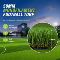 Gazon artificiel de football résistant aux UV, 50 mm, haute densité, en PE synthétique, pour projets de terrains de football en plein air