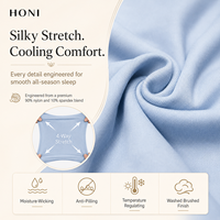 HONI Ventes chaudes Draps et taies d'oreiller en viscose / coton 200TC de style moderne, couleur unie, taille King, 4 pièces, doux, pour la chambre à coucher