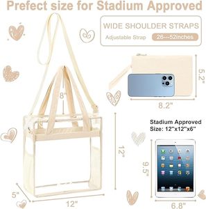 Bolsa <span class=keywords><strong>de</strong></span> mano <span class=keywords><strong>de</strong></span> PVC con logotipo personalizado, 12x6x12, aprobada por el estadio, bolsa <span class=keywords><strong>de</strong></span> compras <span class=keywords><strong>de</strong></span> plástico transparente para deportes, trabajo, viajes, <span class=keywords><strong>Playa</strong></span> o regalos - Product Image 2