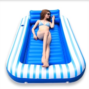 Summer Water Loungers with Pillows Large Removable <b>Inflatable</b> Bathtub Sun <b>Bath</b> Floating Tanning Pool - Product Image 1