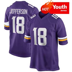 Vente en gros d'équipements de football Viking pour jeunes enfants # 22 SMITH 9 #   McCarthy 18 #   Maillots de football américain de haute qualité cousus avec logo Jefferson - Product Image 2