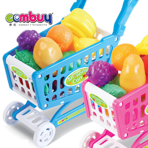 Carrito de juguete de compras para niños de juego de imaginación de supermercado con cesta de frutas hecha de plástico duradero - Product Image 2