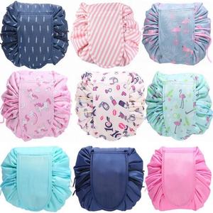 Hot Selling Polyester Lazy <b>Drawstring</b> <b>Makeup</b> <b>Bags</b> Multi-functional Toiletry Waterproof Cosmetic <b>Bag</b> Custom logo - Product Image 5