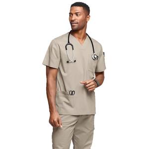 ชุดสครับคอวีสองชิ้นสำหรับผู้ชายระดับไฮเอนด์ ชุดแพทย์ พยาบาล ชุดผ่าตัด ชุดทันตกรรม ชุดสำหรับสัตว์เลี้ยง ผ้าโพลีเอสเตอร์ด็อบบี้ยืดหยุ่น แห้งเร็ว - Product Image 5