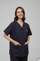 Haut de blouse médicale vert à manches courtes Anno Medical, uniforme d'hôpital ODM pour le personnel avec support médical