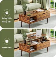 Table basse moderne avec plateau relevable et étagère de rangement, meubles en bois pour la maison, salon