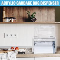 Porte-rouleau de distributeur de sacs poubelle en acrylique de 2 tailles avec couvercle Organisateur mural transparent pour armoires de cuisine Boîte de rangement pour sacs à ordures