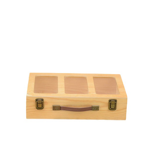 Caja de almacenamiento transparente de madera natural con tapa, caja de almacenamiento de bolsas de café con múltiples compartimentos, caja portátil de madera maciza para bolsas de té y azúcar - Product Image 5
