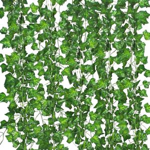 12 brins Faux vert lierre guirlande intérieur/extérieur tenture murale vigne décor pour fête maison-<span class=keywords><strong>verdure</strong></span> décorative plante artificielle - Product Image 3