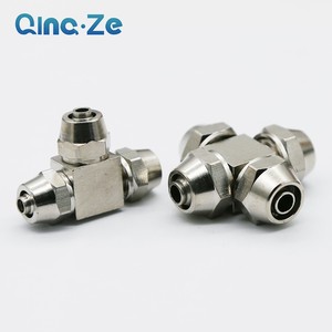 Conector Neumático QincZe de Acoplamiento Rápido Metálico Tipo T, Conector de Manguera de Aire de Cuatro Vías, Accesorio Neumático PE/PZA4681012 - Product Image 1