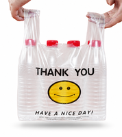 Sacs en plastique HDPE recyclables et imperméables blancs pour T-shirts, avec poignées, imprimés « Merci » et « Bonne journée », pour cadres photo