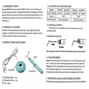 Système d'obturation endodontique sans fil pour gutta-percha, stylo chauffant + 2 embouts - Product Image 6