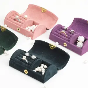 New Velvet Jewelry Travel Organizer Box Portable Necklace Ring Earrings Jewelry Packaging Storage Case Jewelry Display Gift Box