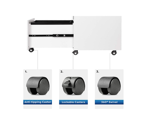 Armoires mobiles en acier à 3 tiroirs avec structure démontable et serrure, armoire de bureau multifonctionnelle - Product Image 5