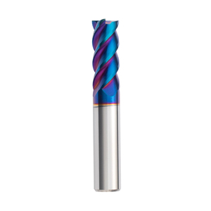 Bibo Hrc65 4 Flutes Steel Corner Nose Milling Cutter Blue Nano Coated Solide Flat Endmill Straight Shank Tool Blue Coated / - Product Image 1