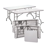Table pliante rectangulaire en plastique HDPE de 6 pieds, robuste et pliable, idéale pour les mariages, la formation, les fêtes, la location et les repas