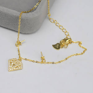 New DIY S925 <b>Silver</b> Diamond Shaped Bracelet and <b>Necklace</b> <b>Set</b> Simple Fashionable Accessory for Women 521 Jewelry - Product Image 2