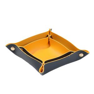 Boîte de rangement pliable en cuir de qualité supérieure, organisateur de bureau carré pour bijoux, cosmétiques, usage domestique et de bureau - Product Image 3