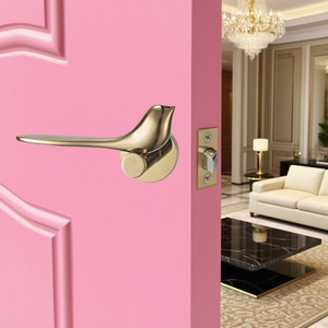 Nuevas tendencias, accesorios para puertas y ventanas, manija en forma de pájaro, cerradura de puerta de lujo con luz dorada PVD, manija de puerta silenciosa de alta calidad - Product Image 2