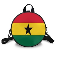 Sac à dos imperméable en PU avec imprimé drapeau national du Ghana pour femme, sac à bandoulière quotidien à double usage, fermeture éclair intérieure