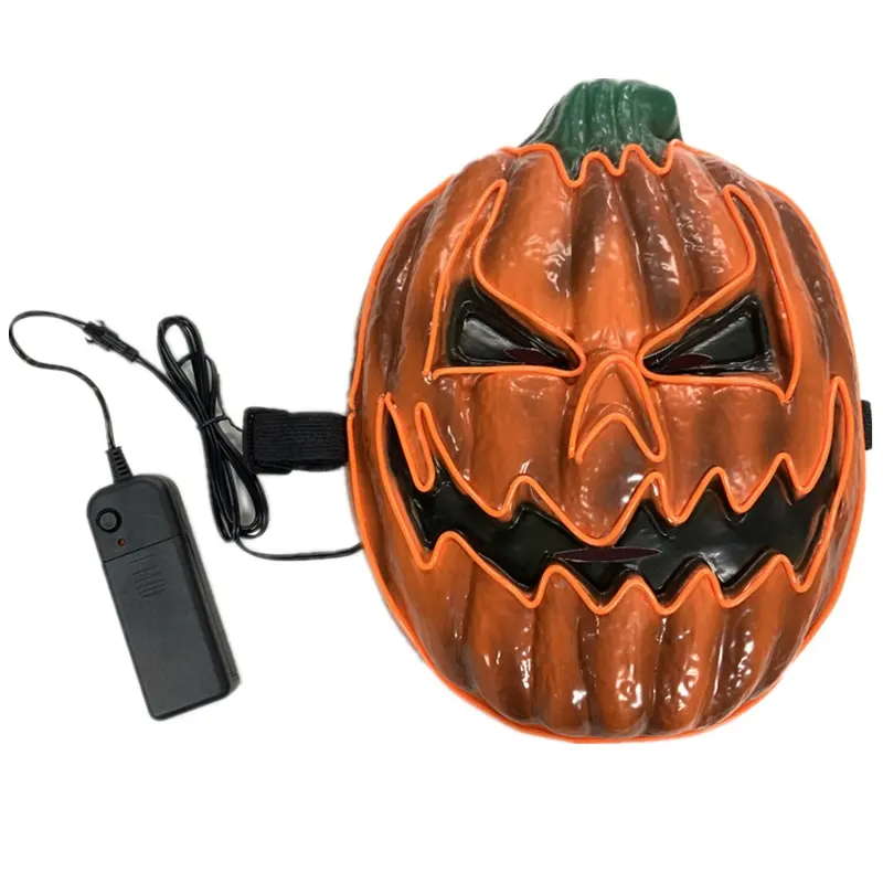 New Arrival Halloween Pumpkin LED Glowing Mask Adults Makeup Dance Party PVC Masks Scary Full Face Masks