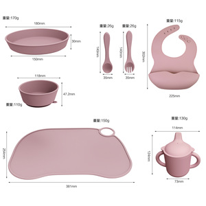 Ensemble d'alimentation pour bébé en silicone, 7 pièces, sans BPA, ustensiles de qualité alimentaire pour bébés de 0 à 12 mois - Product Image 1