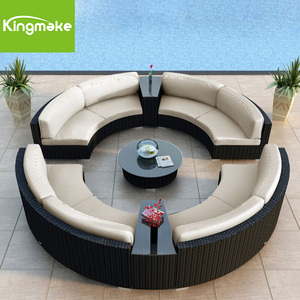 Meubles d'extérieur Garden Treasures Poly Rattan Chair <span class=keywords><strong>Table</strong></span> Coffee Set Sun Set Round Sofa Set - Product Image 4