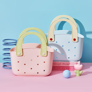 Simple Style Handheld Plastic <b>Storage</b> Basket Beach Hole Kitchen Dripping Washable Vegetable Basket for <b>Bath</b> Use - Product Image 4