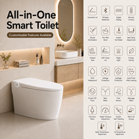 WC intelligent moderne avec capteur de rinçage automatique, cuvette chauffante, fonctionnement automatique, télécommande, céramique de luxe