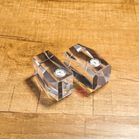 Horloge mécanique en cristal K9 hautement transparent, forme cube, polie, pour la décoration de bureau