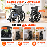 Fauteuil roulant pliable avec fonction toilette, repose-jambes réglable en acier carbone, coussin en cuir et plateau repas pour personnes âgées et soins de mobilité