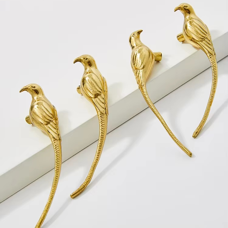 Golden Bird Brass Cabinet Handle Personalized Simple High End Wine Drawer Door Handle for Kitchen Hotel Creative Children's
