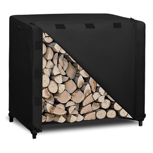 BEELAND Couverture de <span class=keywords><strong>bois</strong></span> de <span class=keywords><strong>chauffage</strong></span> noire résistante aux intempéries Couverture de porte-bûches extérieure durable et étanche de 4 pieds - Product Image 1