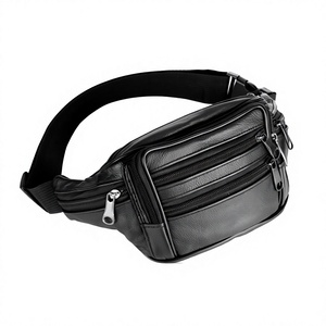 กระเป๋าคาดเอวหนัง PU แบบ unisex พร้อมซิปปิด กระเป๋าอุปกรณ์เสริมสำหรับเดินทางสำหรับผู้ชาย ลายด้ายเย็บ ทำจากวัสดุ PU - Product Image 1