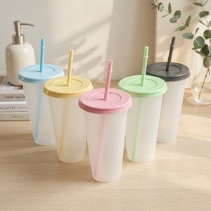 Couleurs Macaron Populaires – <span class=keywords><strong>Gobelet</strong></span> <span class=keywords><strong>Réutilisable</strong></span> Givré de 710 ml avec Couvercle et Paille, Style <span class=keywords><strong>Starbucks</strong></span>, en Plastique, Idéal pour le DIY sur les Réseaux Sociaux - Product Image 1
