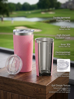 Gobelet isotherme personnalisé avec logo, 20 oz, en acier inoxydable 304, à double paroi antidérapante, pour café, idéal comme cadeau de golf