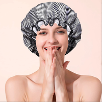 Grand bonnet de douche imperméable réutilisable à deux couches pour femmes pour tous les types de cheveux-pour tresses longues bouclées droites