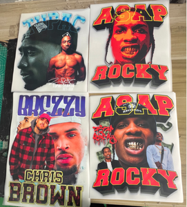 Transferts thermiques DTF pour T-shirts : Nouveaux designs de mode rappeur, vinyle de transfert thermique, logos personnalisés, motifs d'impression par transfert - Product Image 1