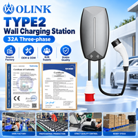 Borne de recharge murale intelligente pour véhicules électriques OLINK Factory OEM ODM 22kW 32A Type 2, chargeur AC mural avec RFID