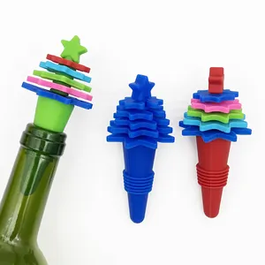 Tappo per bottiglia In Silicone 2 In 1 con tappo per vino In stile albero di natale con ciondolo tappo per Champagne per la casa