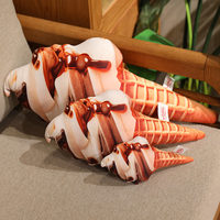 Coussin en peluche velours en forme de cornet de crème glacée, imprimé 3D, rembourré en coton PP, jouet mignon en forme de nourriture, décoration pour canapé et maison