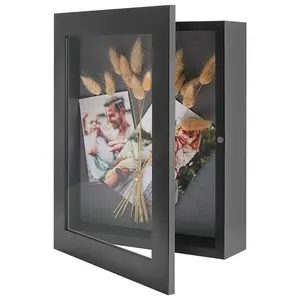 Benutzer definierte Größe Holz Foto Shadow Box Rahmen Vitrine Collagen Sammlungen Mementos 6 Pins enthalten Wand kunst Bilderrahmen