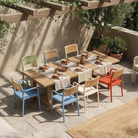 Chaise de salle à manger moderne et colorée avec dossier et accoudoirs, en corde tressée, écologique, portable, empilable, imperméable, en plastique, pour école et appartement